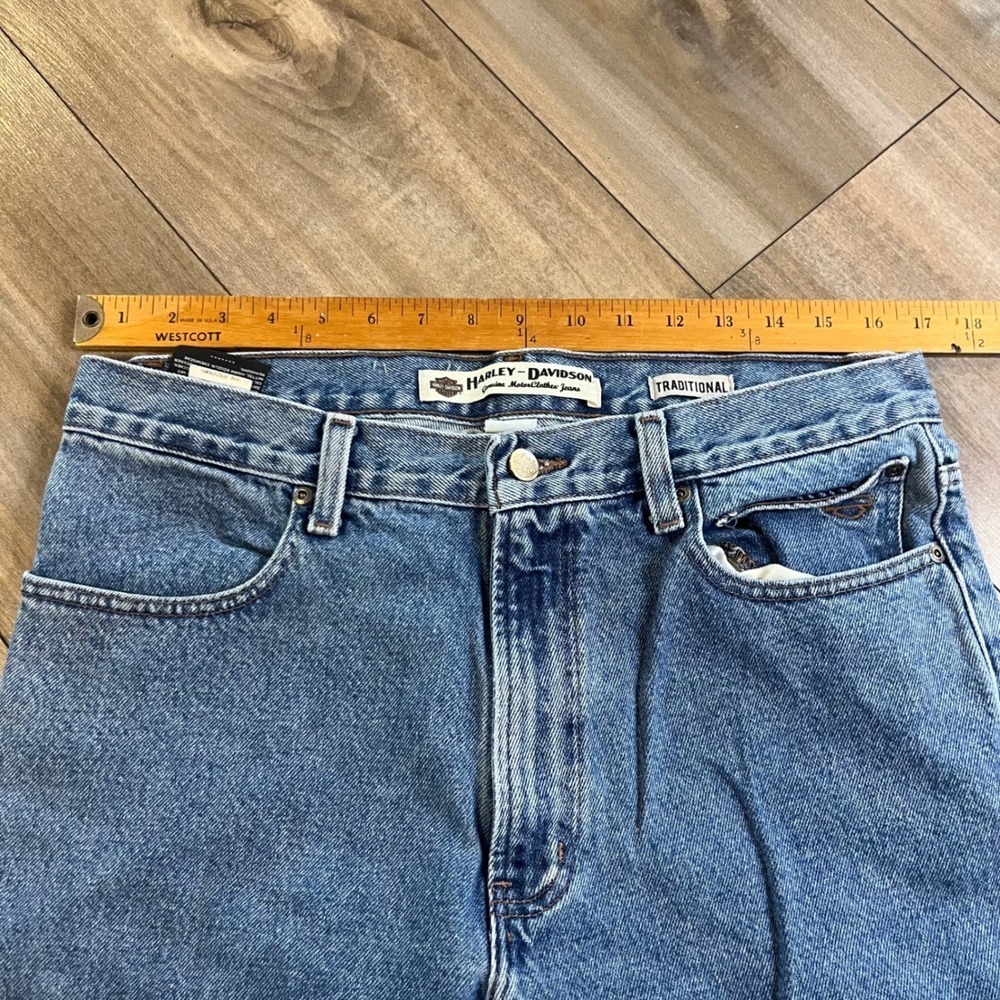 Harley Davidson Traditional Jeans Light Wash Denim Straight Leg Mens 34x29 - Picture 5 of 8